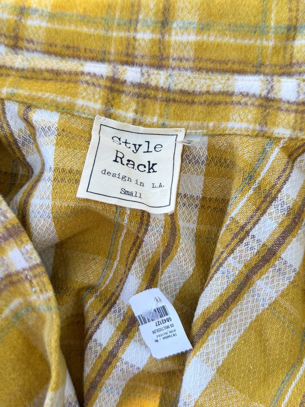 Style Rack Mustard Yellow Plaid Flannel Shacket – Oversized Button Front Jacket - Picture 6 of 6